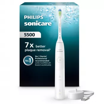 Spazzolino elettrico sonico Philips Sonicare serie 5500 HX7110/01 – 62.000 min⁻¹, 2 modalità, Li-Ion ricaricabile, bianco