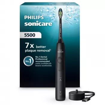 Spazzolino sonico Philips 5500 HX7111/01 — 62.000 movimenti/min, 2 modalità, sensore di pressione, ricaricabile, nero