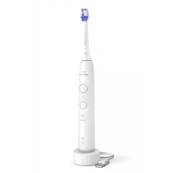 Spazzolino elettrico sonico Philips serie 6100 HX7400/01 — tecnologia sonica, 62.000 movimenti/min, 2 modalità, 3 velocità, bianco, ricaricabile