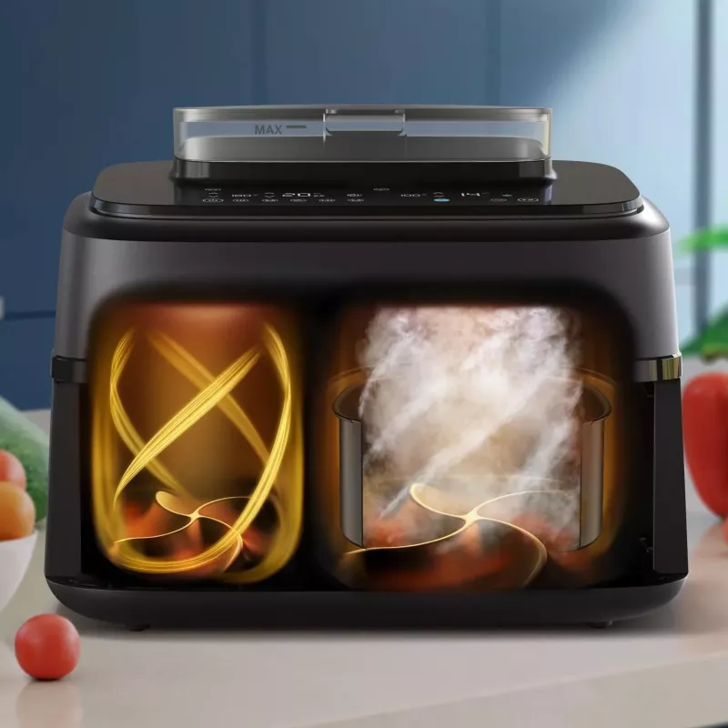 Friggitrice ad aria Philips Serie 5000 NA551/00 — capacità 9 l, 2300 W, controllo touch, display LED, nero/argento