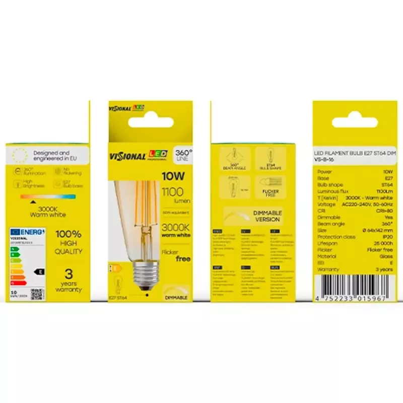Lampada LED VISIONAL VS-B-16 10W — 1100 lm, illuminazione domestica