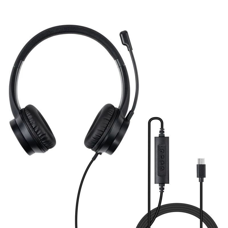 Lindy 20439 cuffie da ufficio USB-C con adattatore da USB-A a USB-C