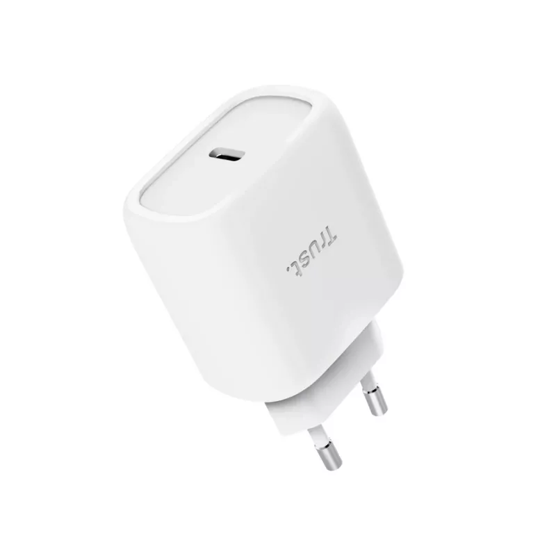 Caricabatterie TRUST Maxo 45W USB-C GaN, 45 W, uscita USB-C, max 20 V, cavo 2 m, bianco