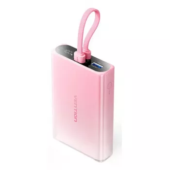 Power bank Vention 10000mAh (USB-C, Lightning, USB-A) 22,5W indicatore LED rosa