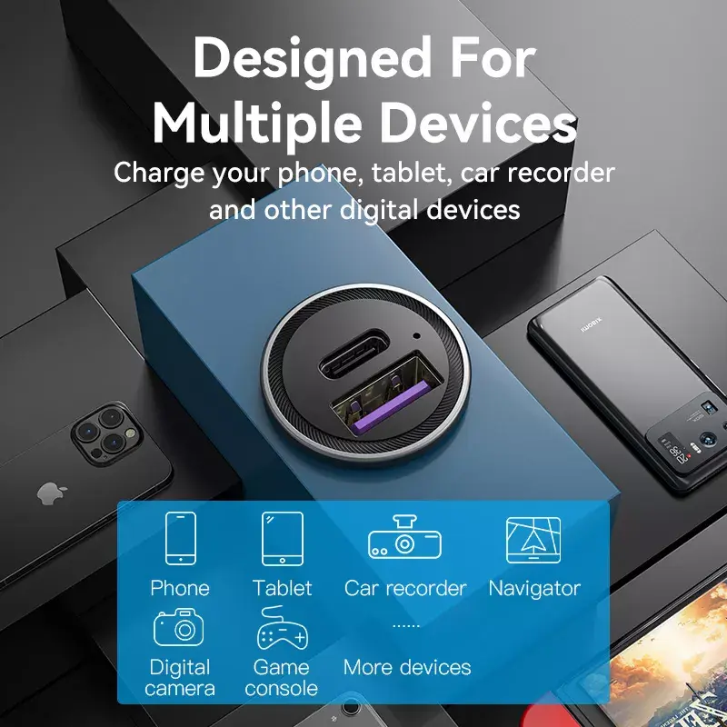 Vention FFBH0 caricatore per auto, 2 porte USB, grigio