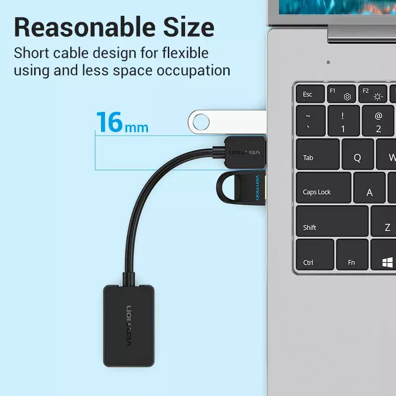 Scheda audio USB esterna Vention 2 porte 0,15 m nero 2.1 canali 16 bit