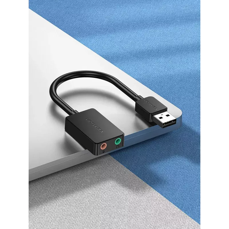 Scheda audio USB esterna Vention 2 porte 0,15 m nero 2.1 canali 16 bit