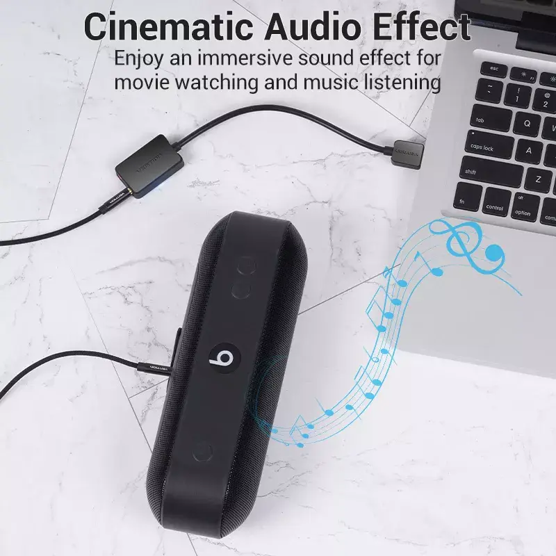 Scheda audio USB esterna Vention 2 porte 0,15 m nero 2.1 canali 16 bit