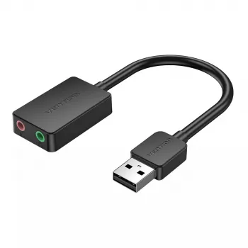 Scheda audio USB esterna Vention 2 porte 0,15 m nero 2.1 canali 16 bit