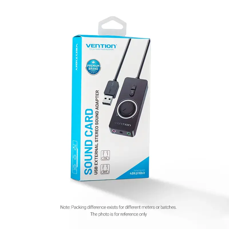 Adattatore audio stereo esterno USB 2.0 Vention con controllo del volume 0,15 m nero ABS