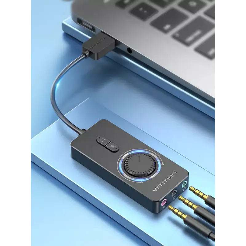 Adattatore audio stereo esterno USB 2.0 Vention con controllo del volume 0,15 m nero ABS