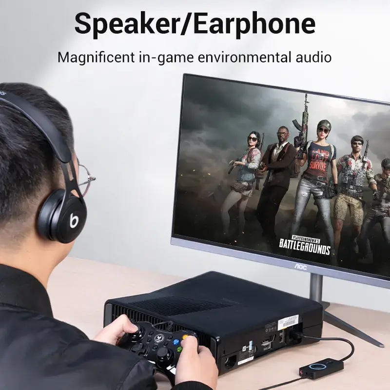 Adattatore audio stereo esterno USB 2.0 Vention con controllo del volume 0,15 m nero ABS