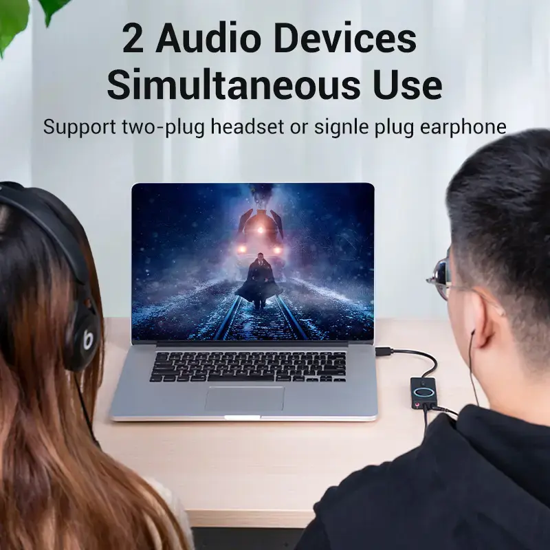 Adattatore audio stereo esterno USB 2.0 Vention con controllo del volume 0,15 m nero ABS
