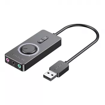 Adattatore audio stereo esterno USB 2.0 Vention con controllo del volume 0,15 m nero ABS