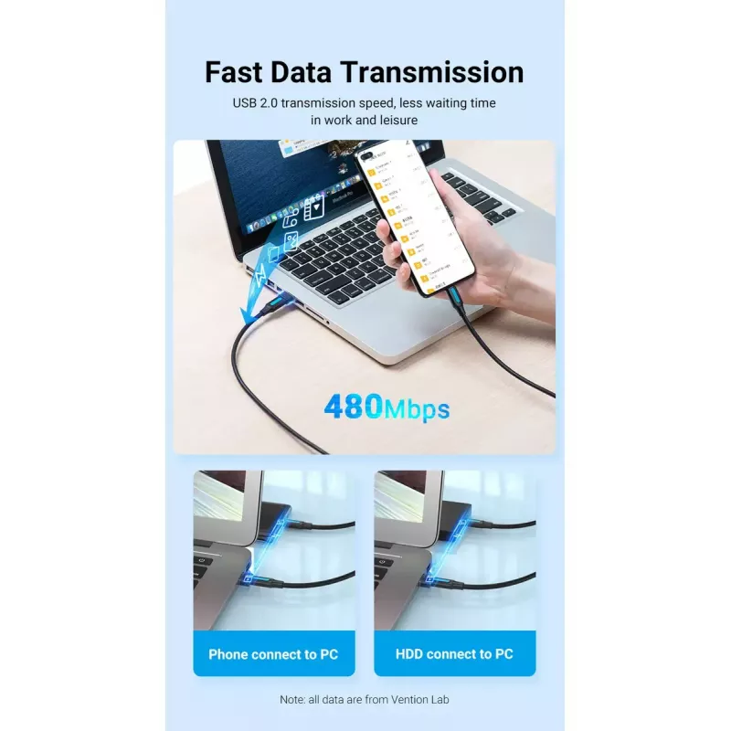 Adattatore USB Vention CDWB0 USB 2.0 maschio su USB-C femmina nero PVC