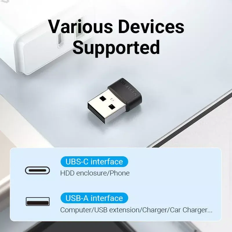 Adattatore USB Vention CDWB0 USB 2.0 maschio su USB-C femmina nero PVC