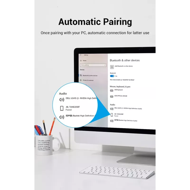 Adattatore USB Bluetooth 5.0 Vention CDSW0 connettività cablata