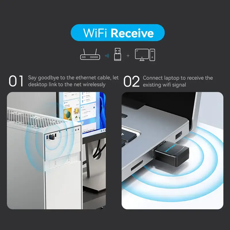 Vention KDSB0 adattatore Wi-Fi USB, dual band 2,4G/5G