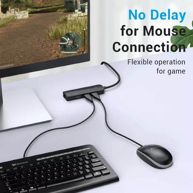 Hub USB 2.0 Vention 3 porte con adattatore Ethernet 100M, host USB 2.0, 4 porte, nero