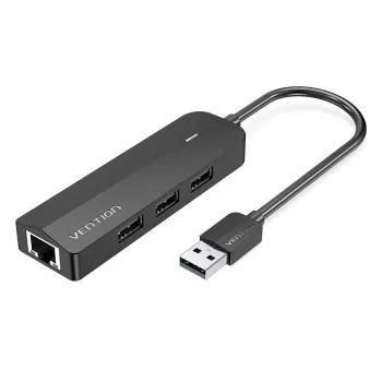 Hub USB 2.0 Vention 3 porte con adattatore Ethernet 100M, host USB 2.0, 4 porte, nero