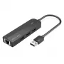 Hub USB 2.0 Vention 3 porte con adattatore Ethernet 100M, host USB 2.0, 4 porte, nero