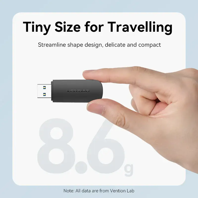 Vention CLGB0 lettore di schede 2 in 1, USB 3.0 A, SD + TF, doppia lettera di unità, nero