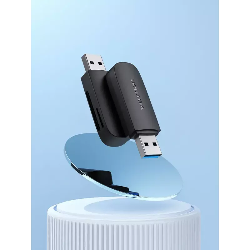 Vention CLGB0 lettore di schede 2 in 1, USB 3.0 A, SD + TF, doppia lettera di unità, nero