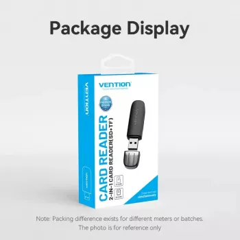 Lettore di schede Vention 2 in 1 USB 3.0 A SD+TF, USB 3.2 Gen 1, 5000 Mbit/s, nero