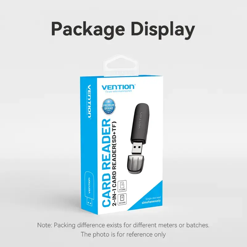 Lettore di schede Vention 2 in 1 USB 3.0 A SD+TF, USB 3.2 Gen 1, 5000 Mbit/s, nero