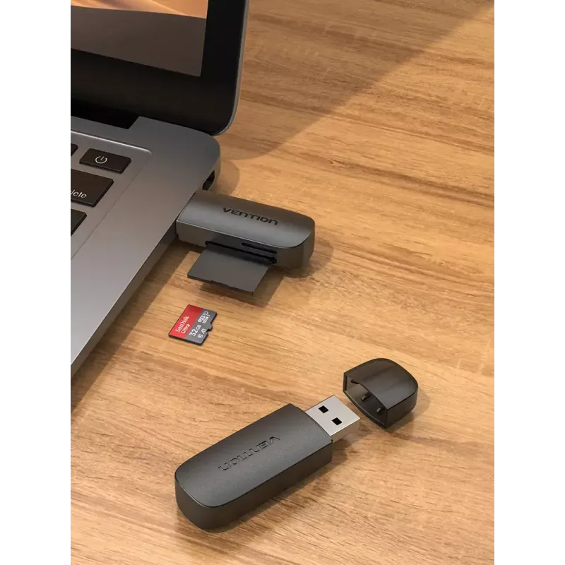 Lettore di schede Vention 2 in 1 USB 3.0 A SD+TF, USB 3.2 Gen 1, 5000 Mbit/s, nero