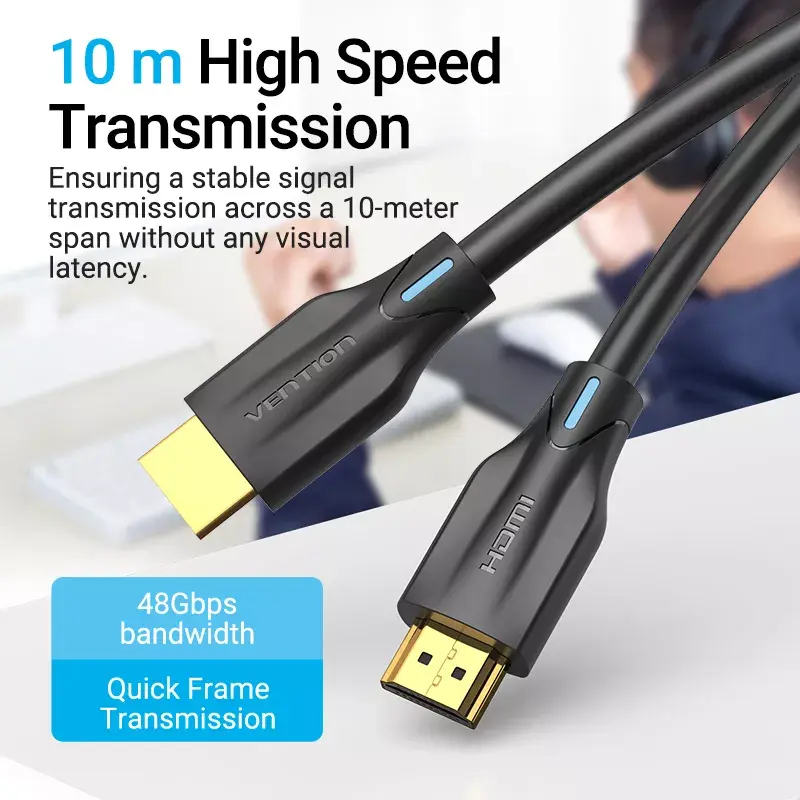 Cavo HDMI Vention 8K 2 m nero 48 Gbit/s HDMI 2.1
