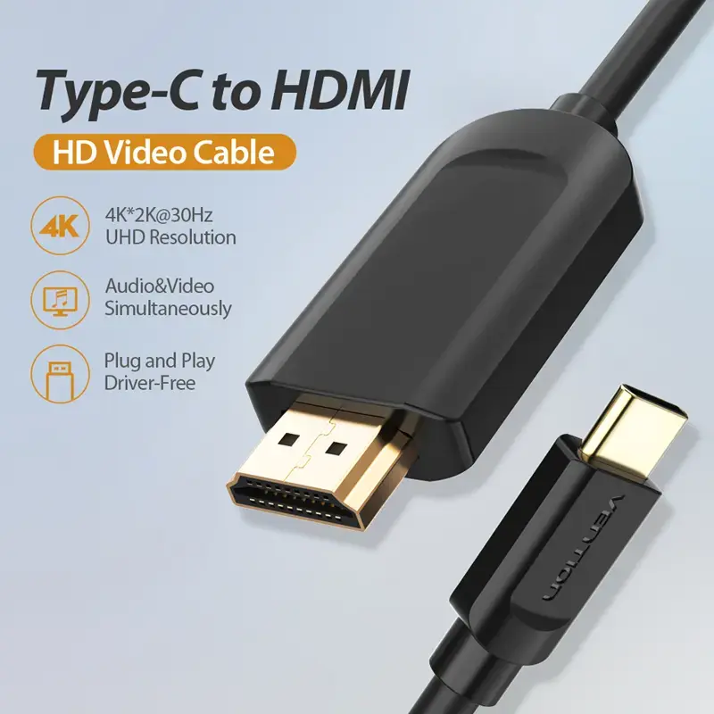 Cavo Vention Type-C a HDMI 2 m nero USB Type-C HDMI