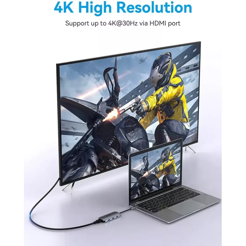 Docking station Vention USB-C a HDMI USB 3.0x3 SD TF PD 100W grigio