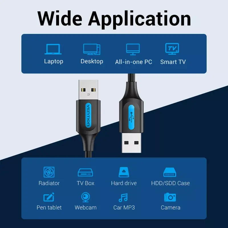 Vention COJBH cavo USB 2.0, USB-A maschio – USB-A maschio, 2 m, 2 A, nero