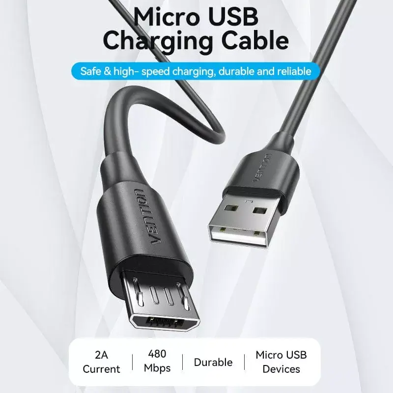 Cavo Vention USB 2.0 A connettore maschio su Micro-B connettore maschio 2A 2M nero