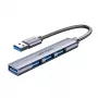 Vention CKOHB mini hub USB 3.0 4 in 1, 1x USB 3.0 + 3x USB 2.0, 5 Gbps, 0,15 m, alluminio, grigio