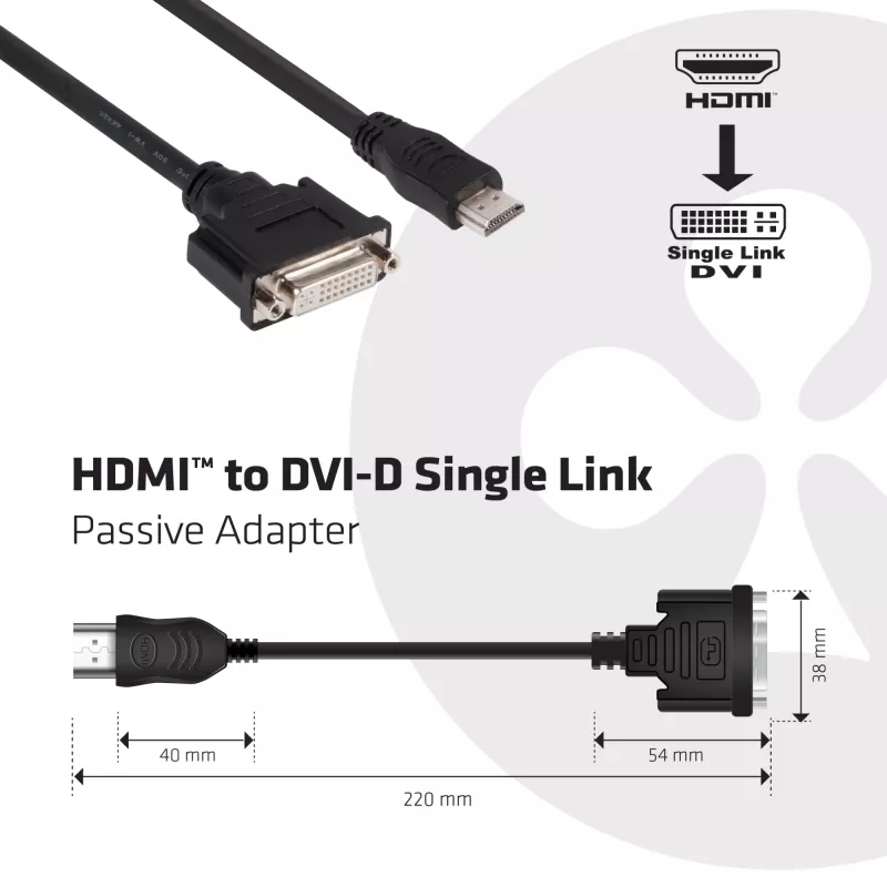 Adattatore passivo CLUB3D HDMI a DVI Single Link 0,40 m HDMI DVI