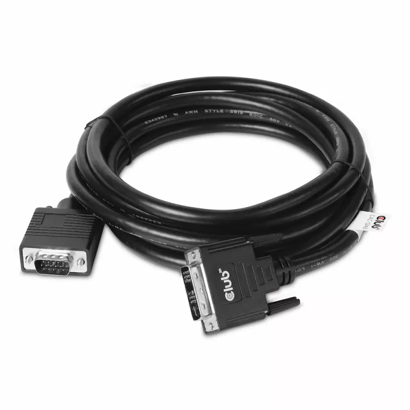 Cavo DVI-A a VGA M/M CLUB3D CAC-1243 3m 28 AWG nero
