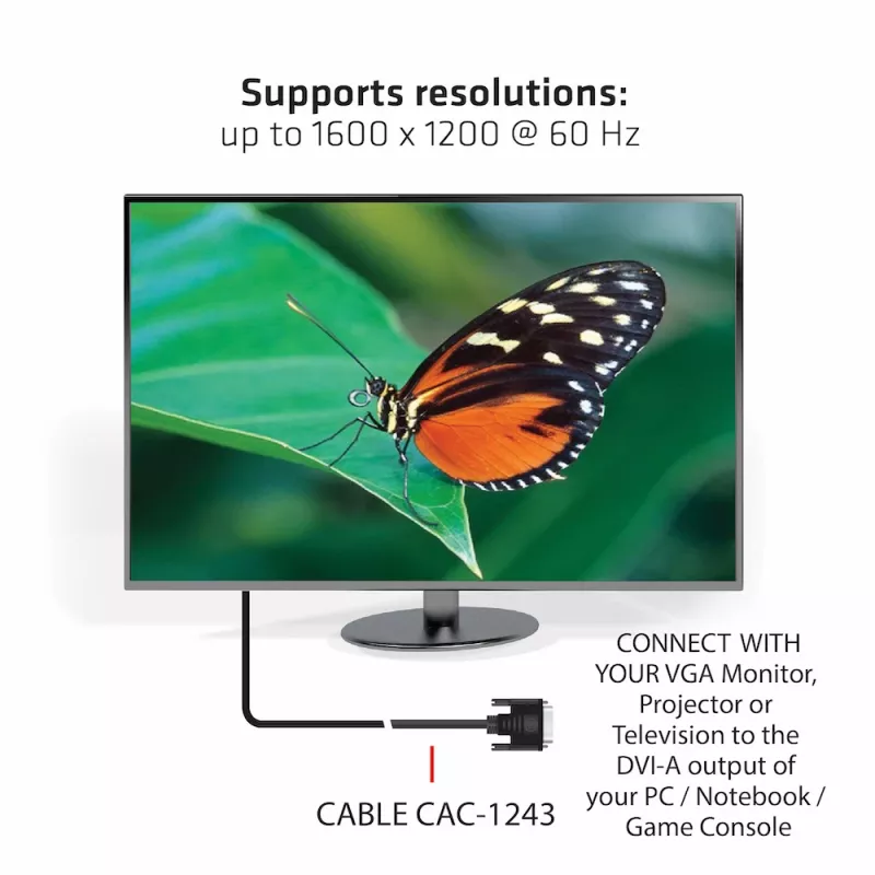 Cavo DVI-A a VGA M/M CLUB3D CAC-1243 3m 28 AWG nero