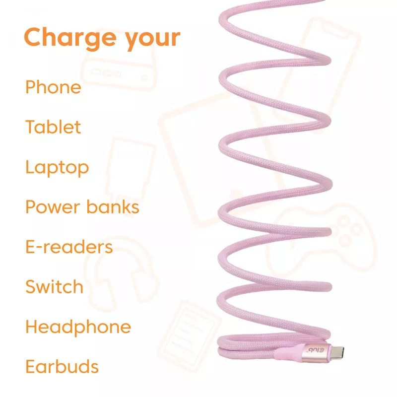 Cavo CLUB3D USB-C Magnetic-Coil 240W rosa 2m USB 2.0