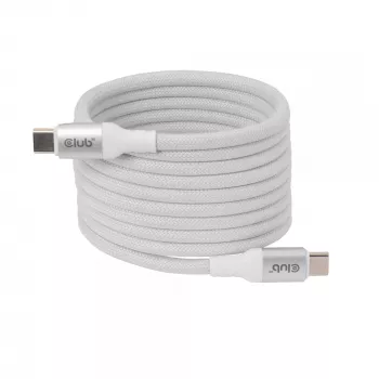 Cavo USB-C Magnetic-Coil Club 3D CAC-3032 — bianco, design a spirale magnetica per ricarica e trasferimento dati