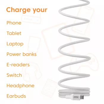 Cavo USB-C Magnetic-Coil Club 3D CAC-3032 — bianco, design a spirale magnetica per ricarica e trasferimento dati