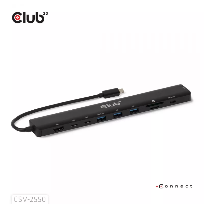 Dock portatile CLUB3D 10-in-1 USB Type-C® 10Gbps a HDMI™ 8K30Hz PD3.1 max. 140 Watt