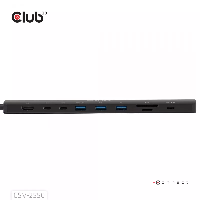 Dock portatile CLUB3D 10-in-1 USB Type-C® 10Gbps a HDMI™ 8K30Hz PD3.1 max. 140 Watt