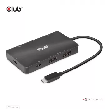 HUB CLUB3D USB Gen2 Type-C a Dual DisplayPort 4k60Hz 7-in-1