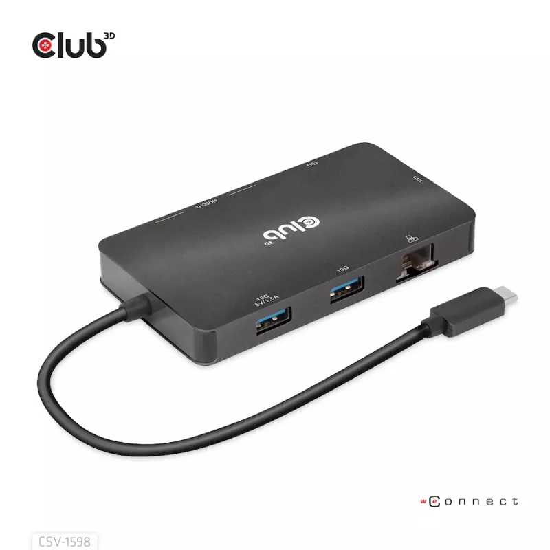 HUB CLUB3D USB Gen2 Type-C a Dual DisplayPort 4k60Hz 7-in-1