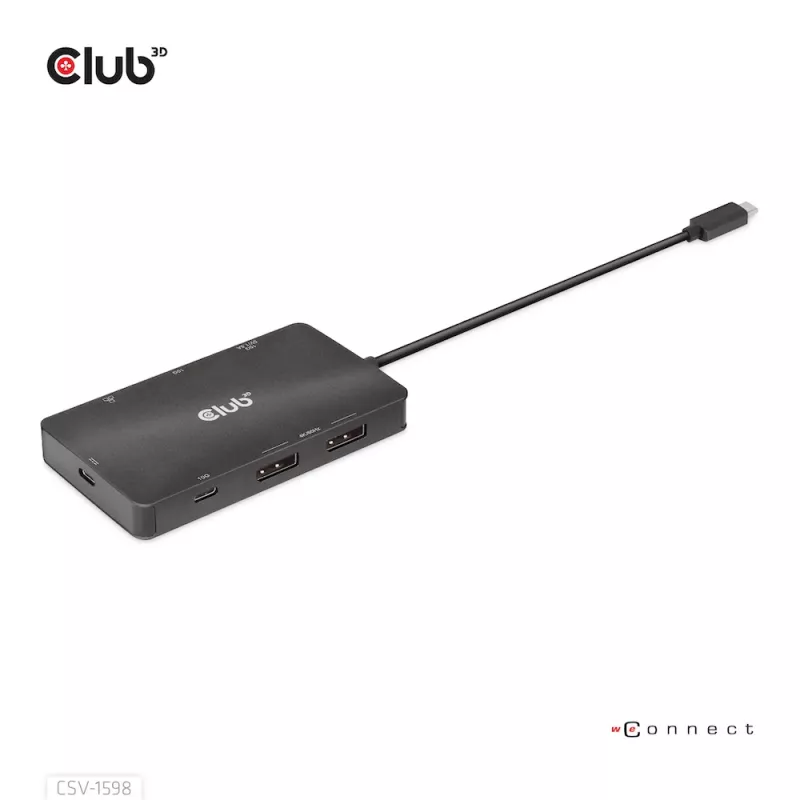 HUB CLUB3D USB Gen2 Type-C a Dual DisplayPort 4k60Hz 7-in-1
