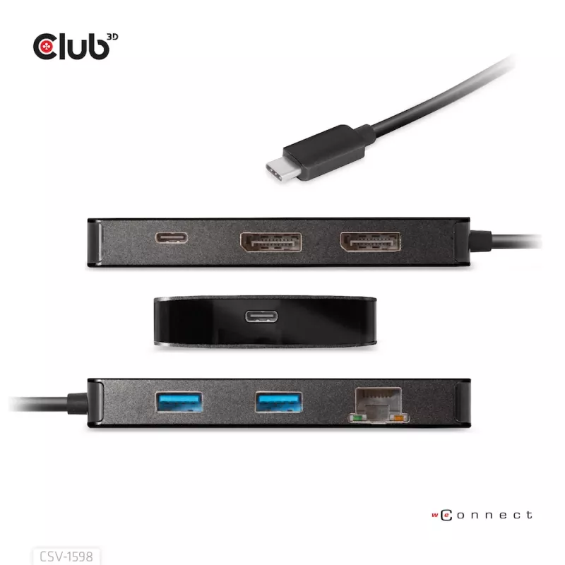 HUB CLUB3D USB Gen2 Type-C a Dual DisplayPort 4k60Hz 7-in-1