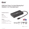 HUB CLUB3D USB Gen2 Type-C a Dual DisplayPort 4k60Hz 7-in-1