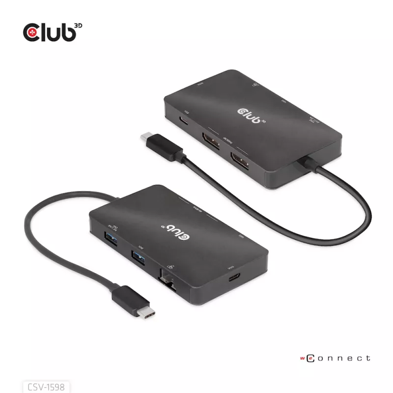 HUB CLUB3D USB Gen2 Type-C a Dual DisplayPort 4k60Hz 7-in-1